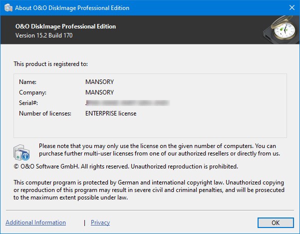 O&O DiskImage Professional 15.2 Build 170