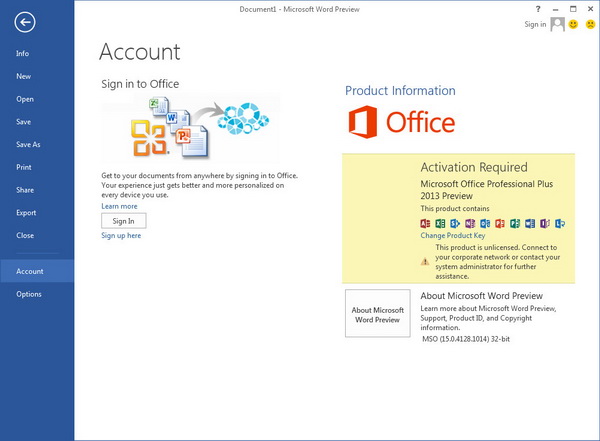 Microsoft Office Professional Plus 2013 Preview