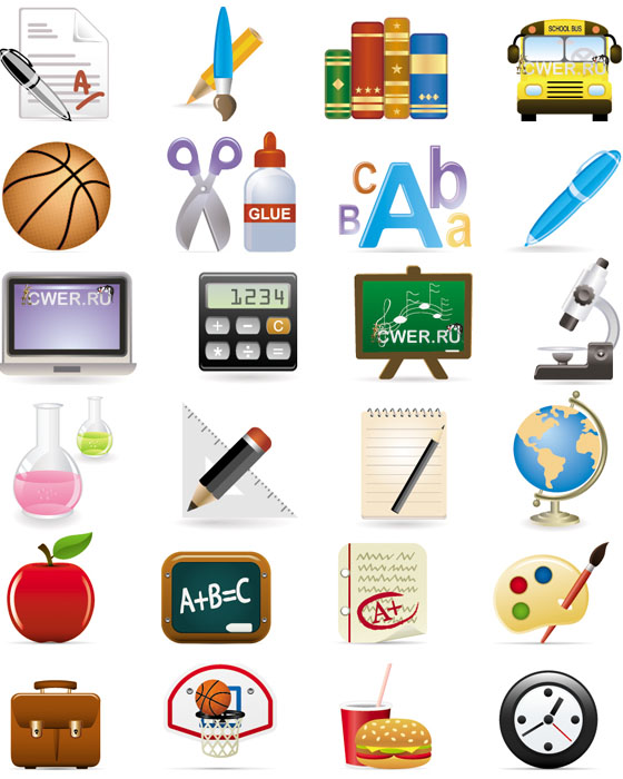 School icons set