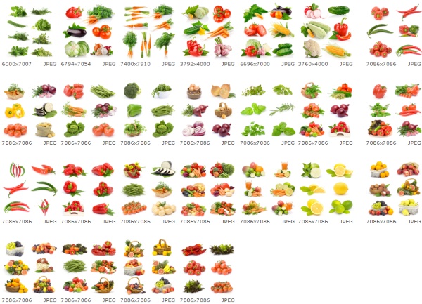Фрукты и овощи на белом фоне1