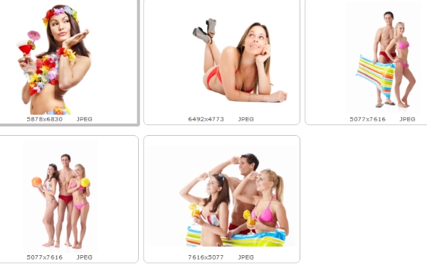 Пляжники на белом фоне